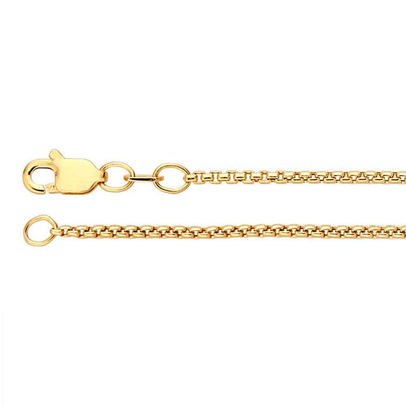 Orthodox Christian Jewelry 14K Yellow Gold 1.35mm Hollow Rounded Box Chains - Gold Chain Orthodox Bookstore