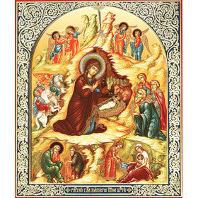 Nativity of Christ Russian Mini Icon 3"x2 1/2" - Christmas Stocking Gift - Set of 5