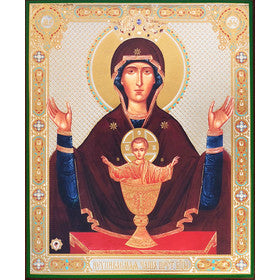 Orthodox Icons Theotokos Virgin the Inexhaustible Cup - Mother of God - Sofrino Extra Large Size Russian Silk Icon